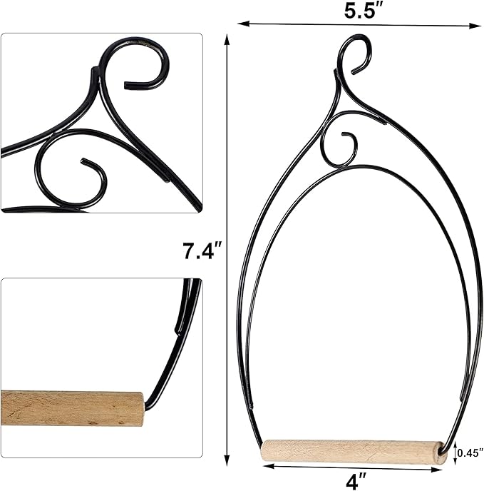 winemana Set of 3 Hummingbird Swings, Rust Resistant Metal Frame, Wooden Dowel - Image 3