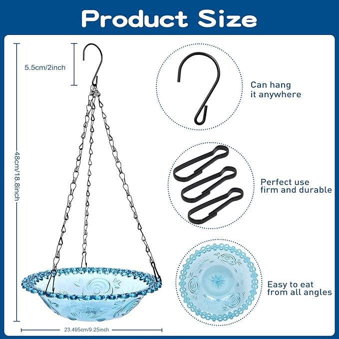 2 Pack Hanging Bird Baths, Hanging Bird Feeders - Image 4