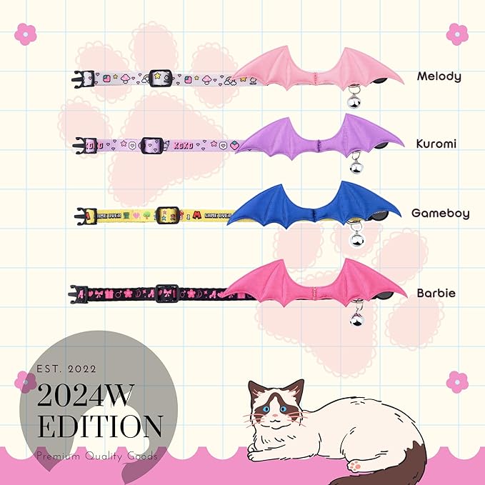 1 PC Bat Wing Cat Collar with Bell, Adjustable Kitten Collar with Safety - Image 6