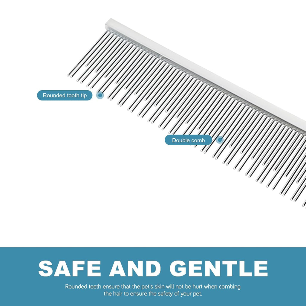 6 Inches Stainless Steel Pet Comb for Dogs & Cats, Metal Detangling Grooming Tool for Long & Short Haired Pets, Anti-Static Cat Comb with Rounded Teeth for Matted Fur Removal & Shedding Control