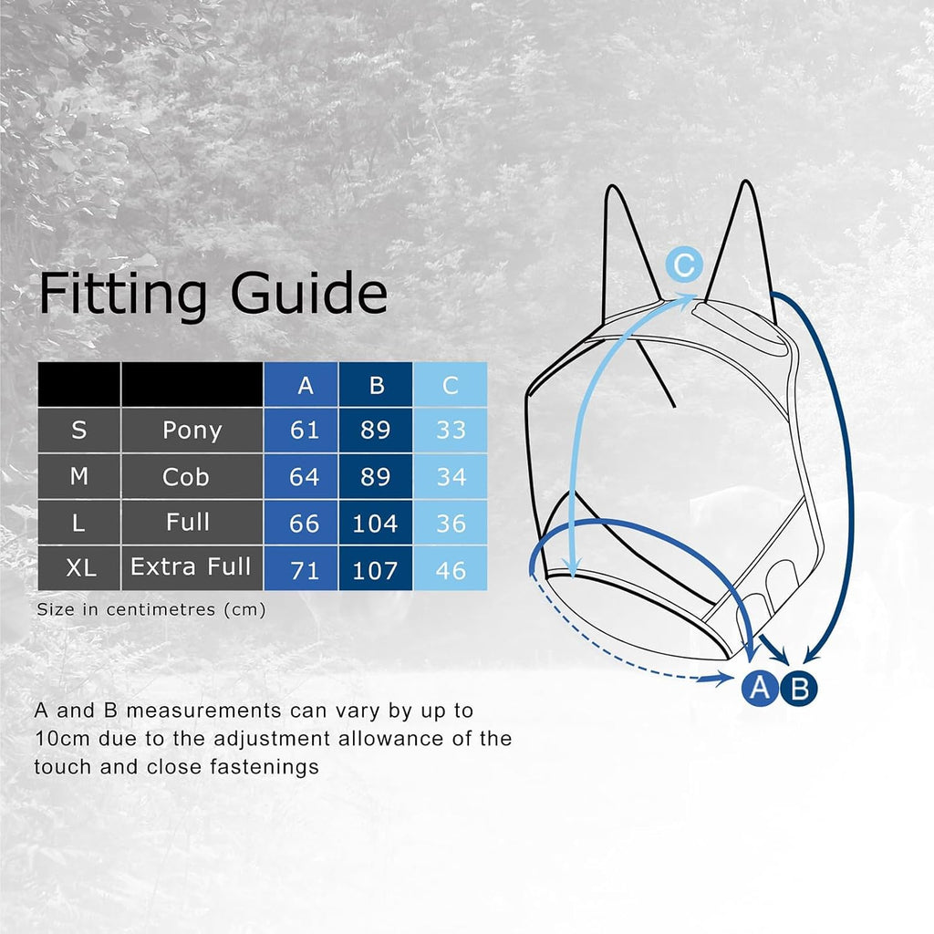 Harrison Howard CareMaster Pro Luminous Horse Fly Mask Large Eye Space Standard with Ears UV Protection for Horse Royal Blue M Cob