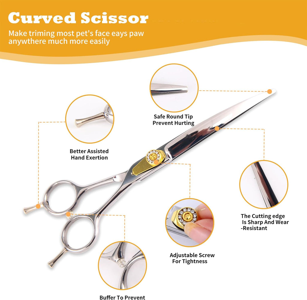 7" Professional Dog Grooming Scissors Kit, 6in1 Grooming Scissors for Dogs