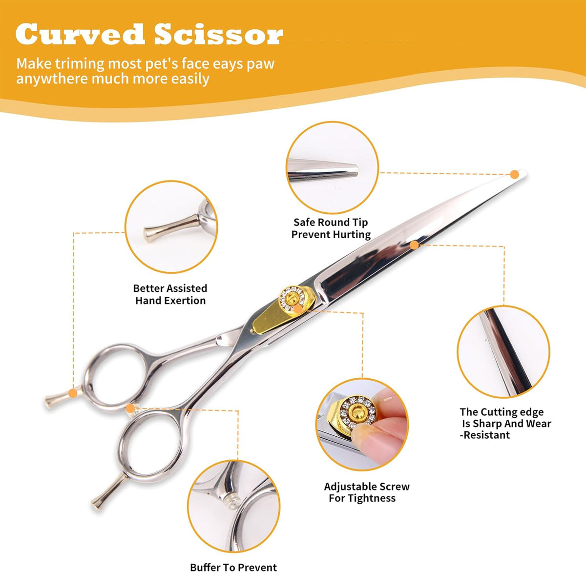 7" Professional Dog Grooming Scissors Kit, 6in1 Grooming Scissors for Dogs