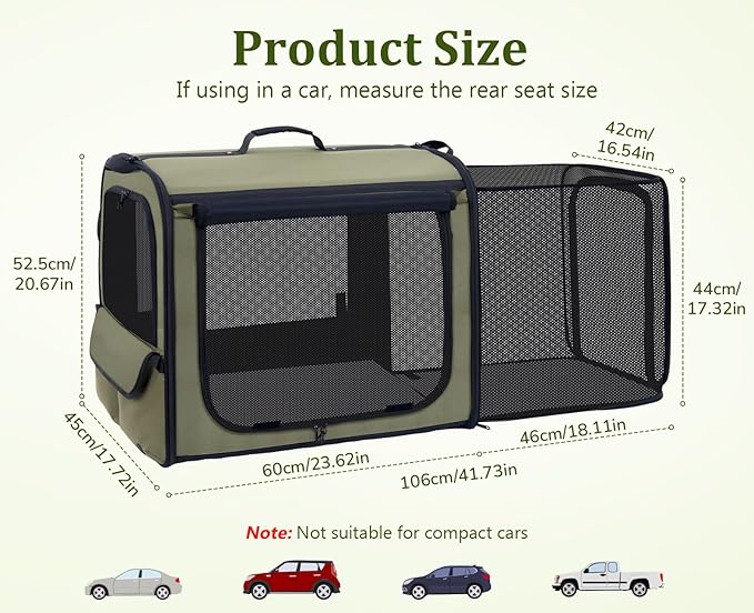 Pecute Dog Car Carrier Stable and Light Weight, Expandable Extra Space Dog - Image 9