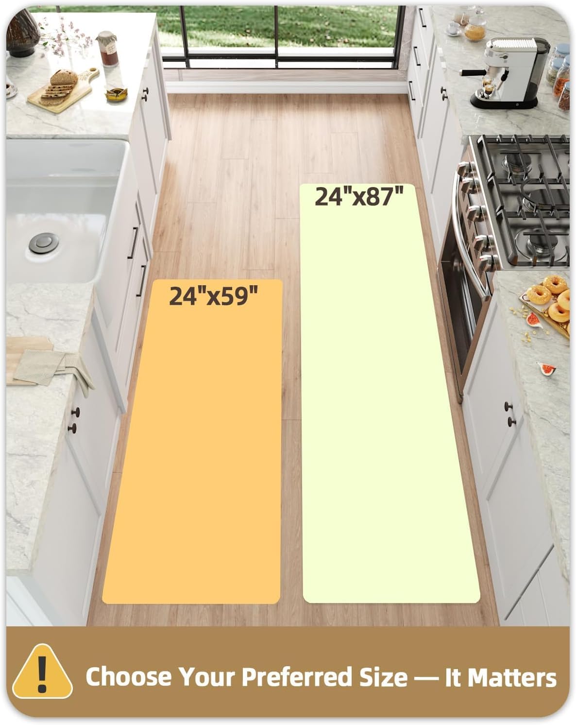 Color&Geometry Natural Floral Kitchen Mat 24x59 Anti Fatigue, Multi Color
