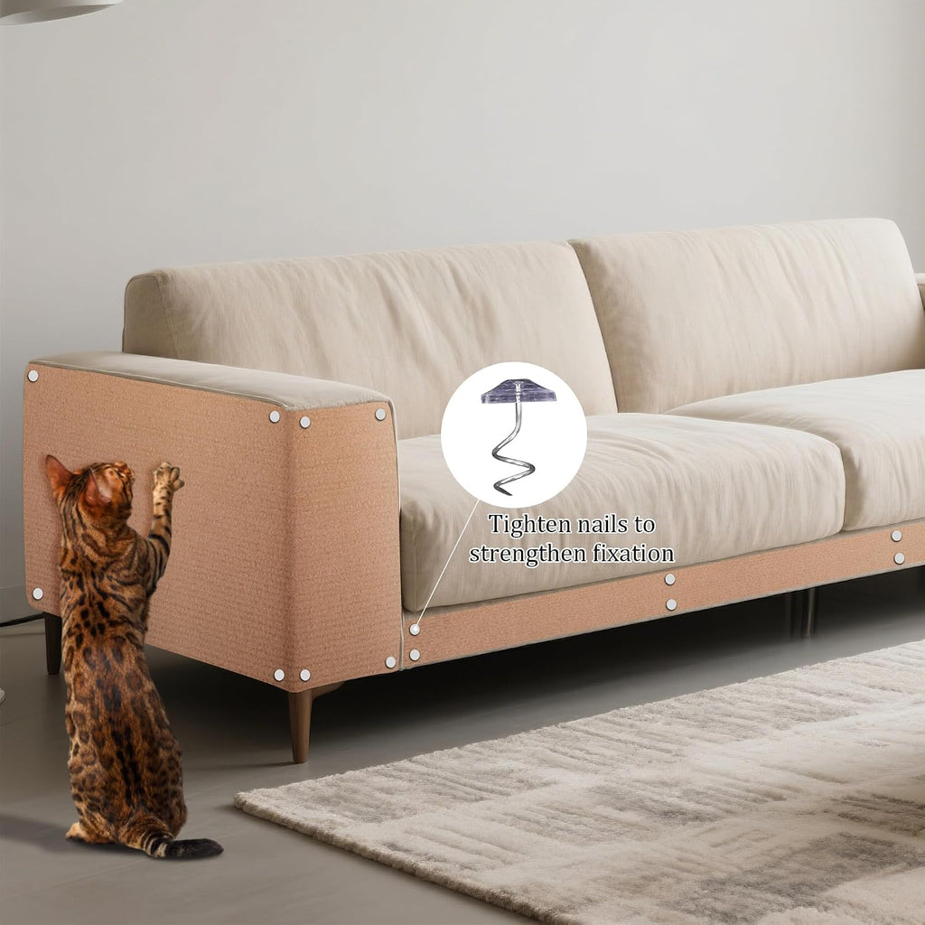 2 Pack Cat Scratch Furniture Protector Trimmable DIY Climbing Scratching for Indoor Couch Protector from Cat Claws, Walls and Tower Replacement (Beige, 15.7’‘ x 78.7'')