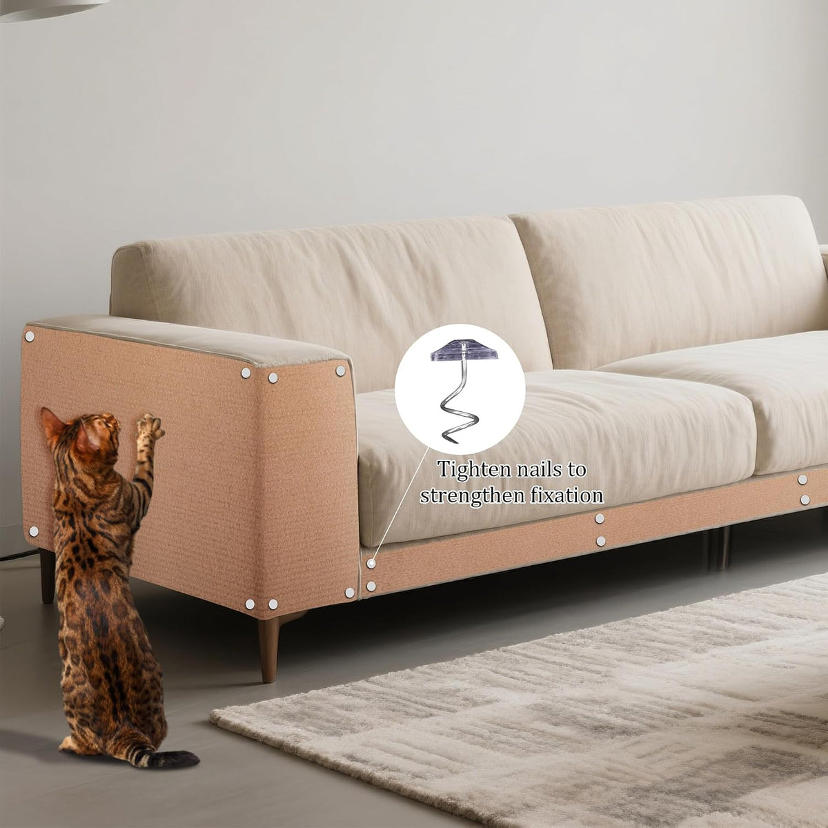 2 Pack Cat Scratch Furniture Protector Trimmable DIY Climbing Scratching for Indoor Couch Protector from Cat Claws, Walls and Tower Replacement (Beige, 15.7’‘ x 78.7'')