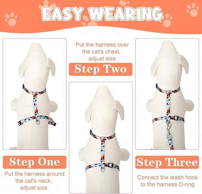 2 Pack Cat Harness and Leash Set, Escape Proof Adjustable Kitten Harness - Image 5