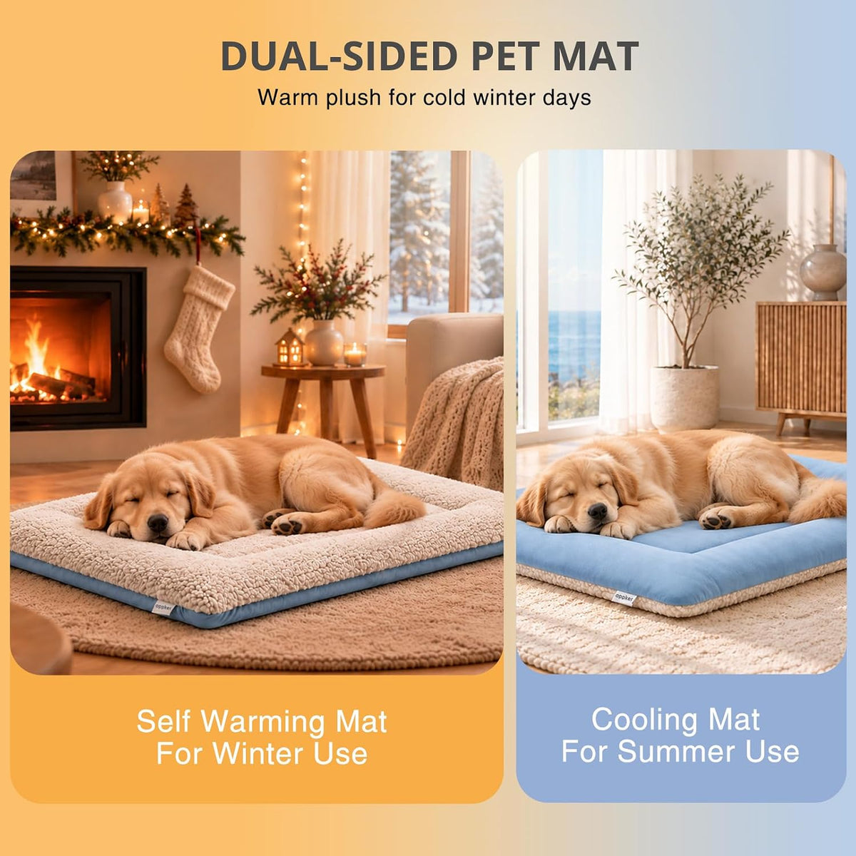 Dog Crate Pad 35" x 24" Self Warming Pet Bed for Medium Dogs, Gray