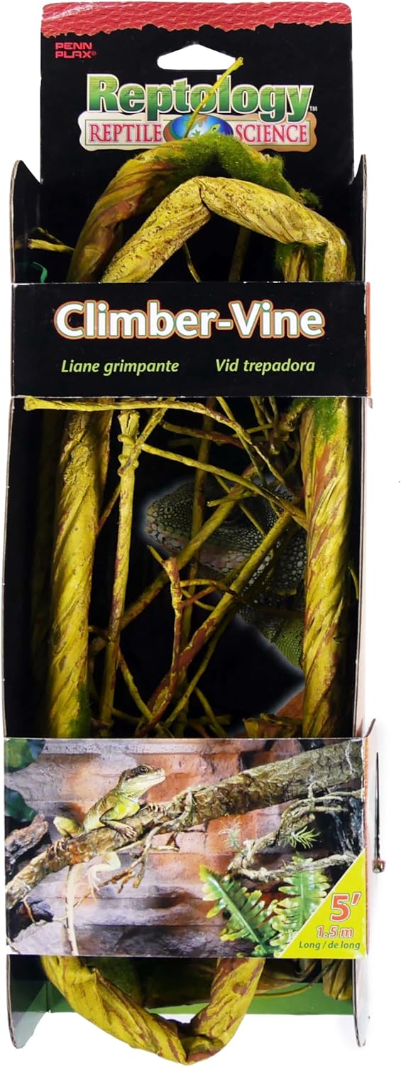 Penn-Plax Reptology Reptile Climber-Vine – Thick Green Vine Decoration for Terrariums – 5” Length (REP401)