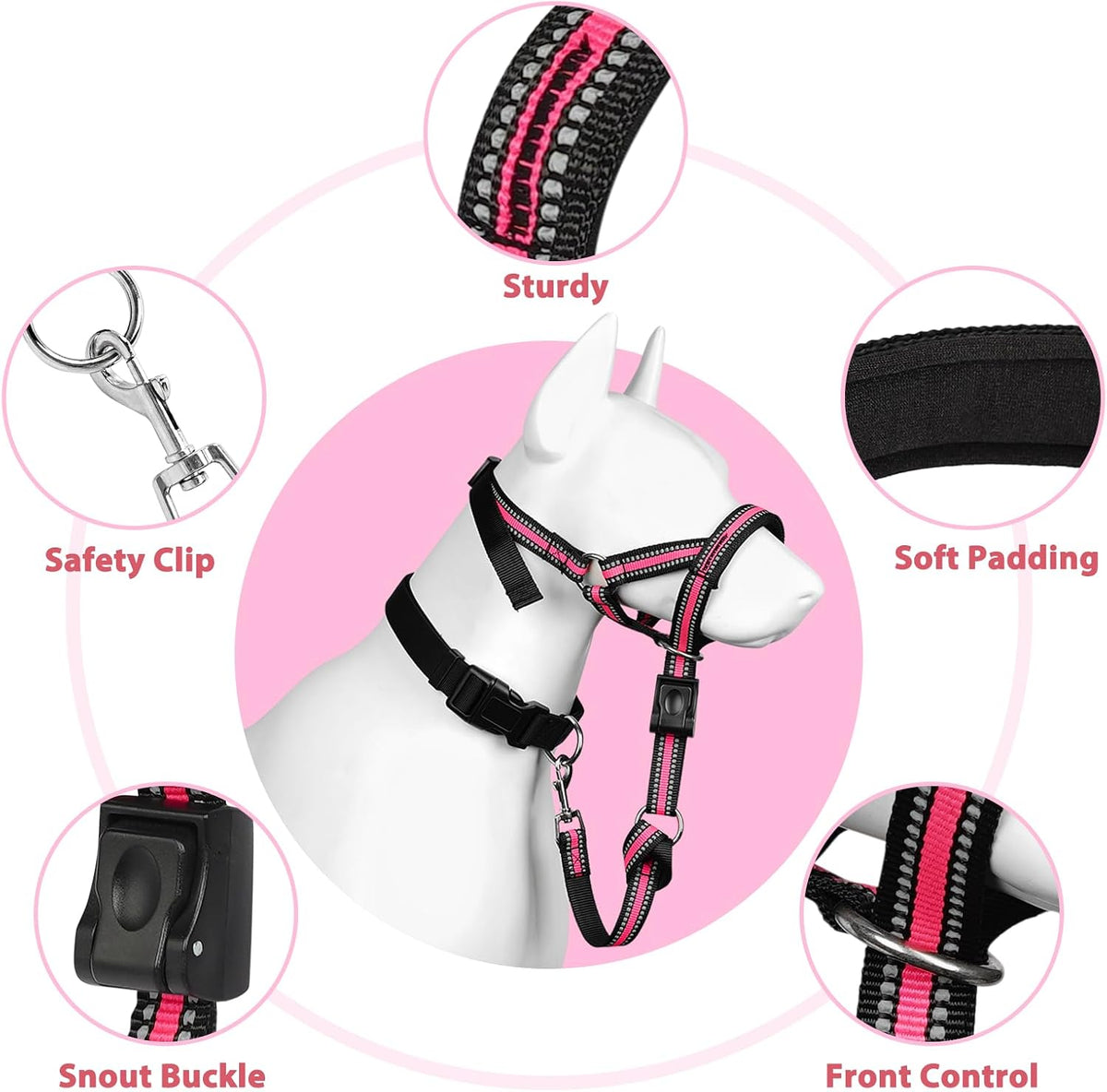 BARKLESS Soft Dog Head Collar, Patented Padded No Pull Training Head Halter