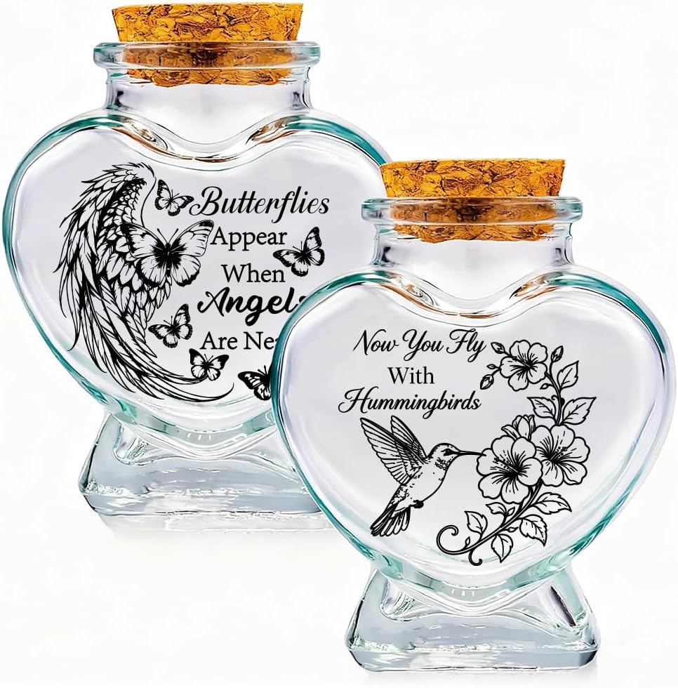 2Pcs 2 Styles Pet Fur Keepsake Bottle 2.95" x 2.48" Bird Design
