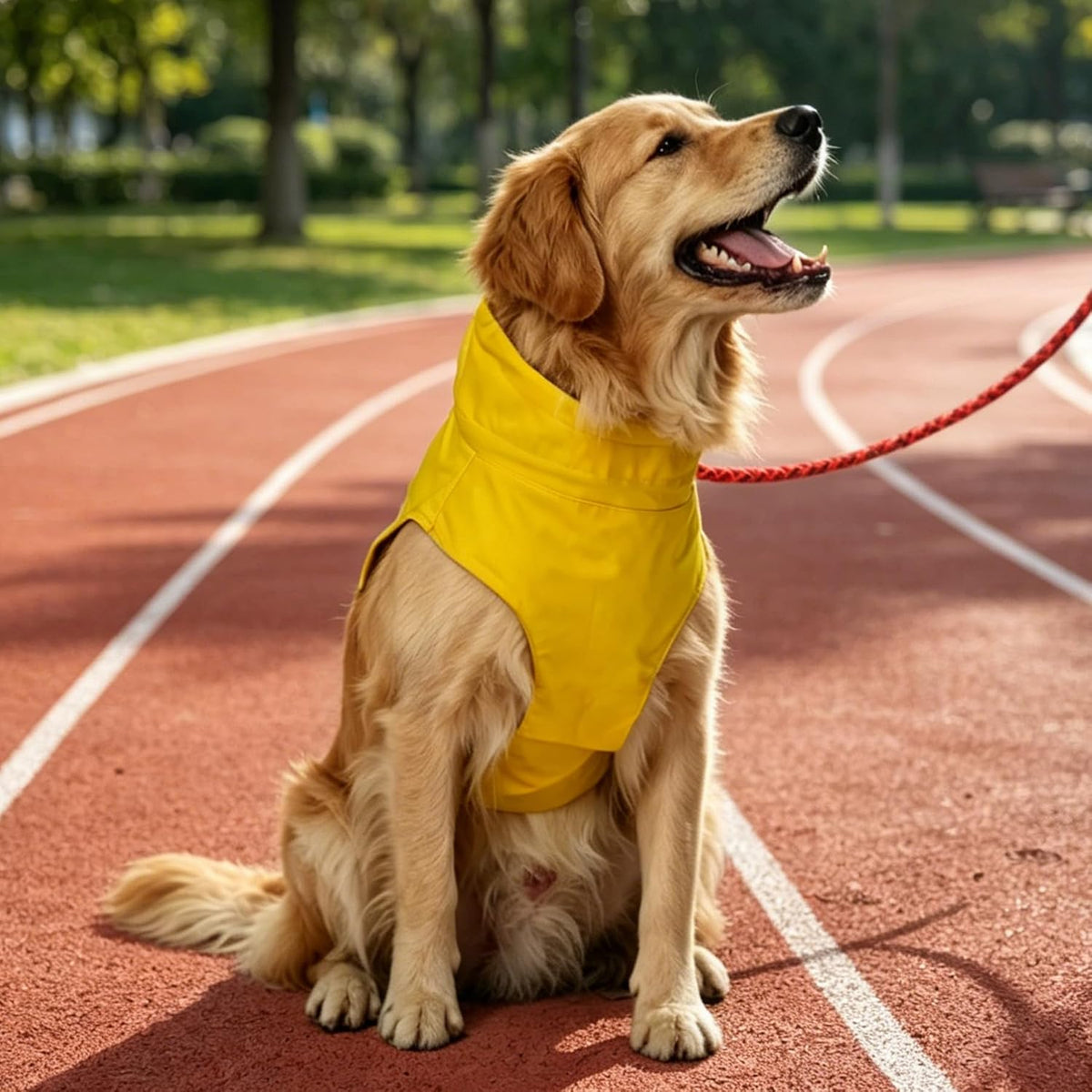Waterproof Dog Raincoat, Adjustable Lightweight Dog Rain Jacket with Reflective Strip Leash Hole for Small Medium Large Dogs (Yellow, Medium(13-22lb))