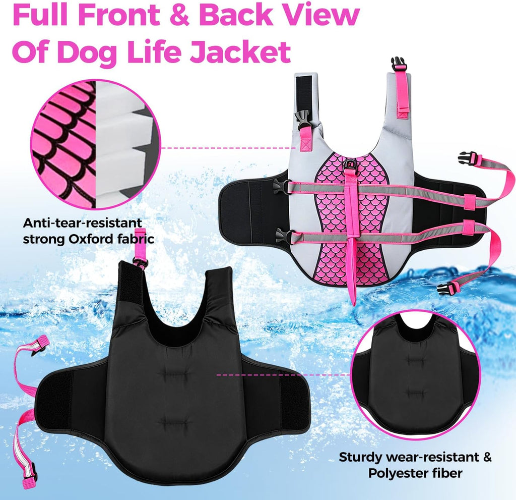 Dog Life Jacket(Shark Pattern/Green, Large)