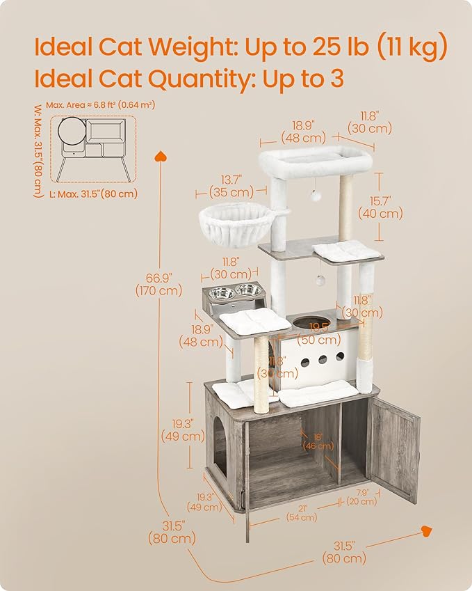 Feandrea Cat Tree, 66.9-Inch Cat Tower - Image 5