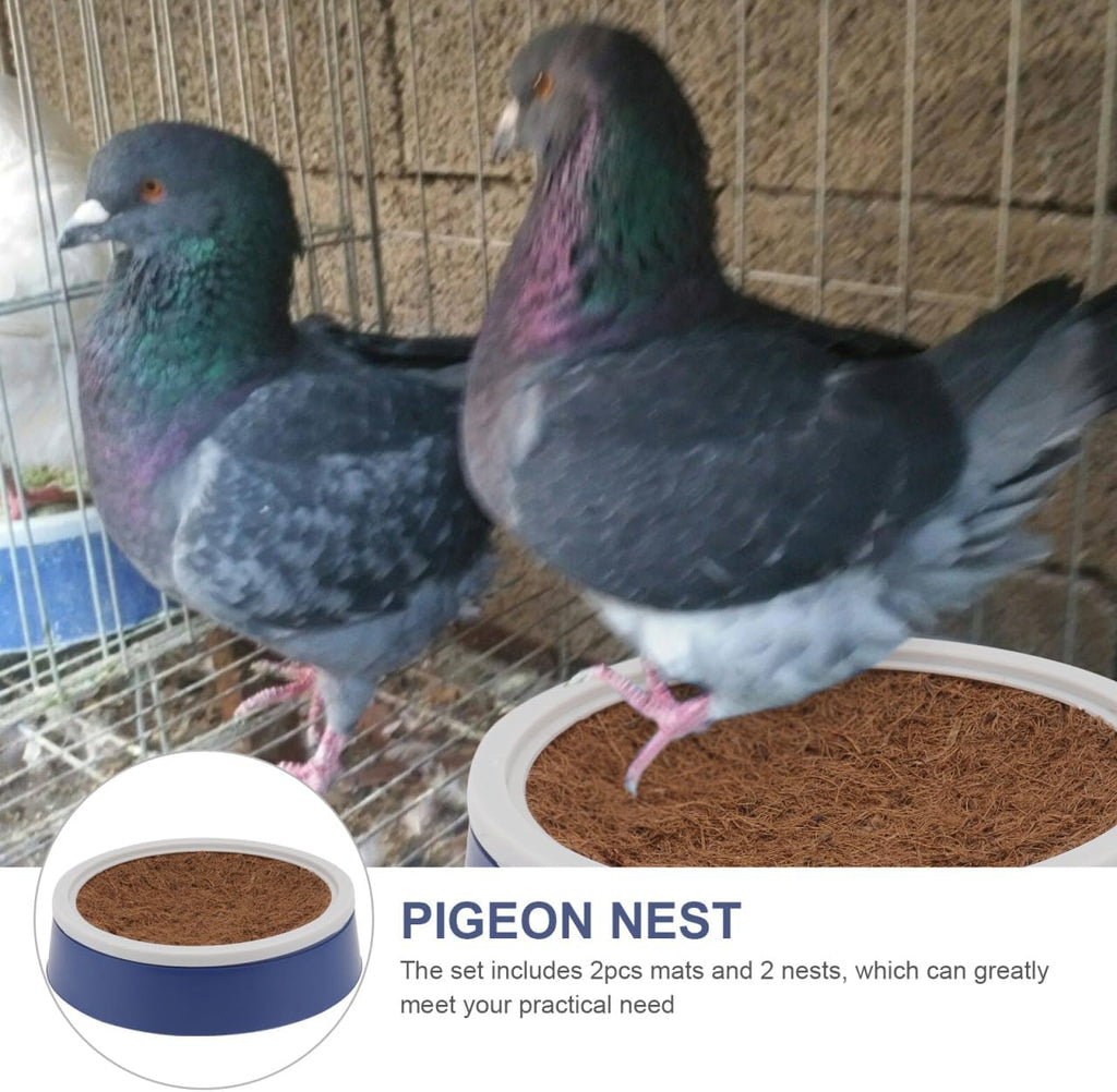 POPETPOP 4 Sets Pigeon Nest Bowl, Plastic Nesting Pot with Mats for Dove