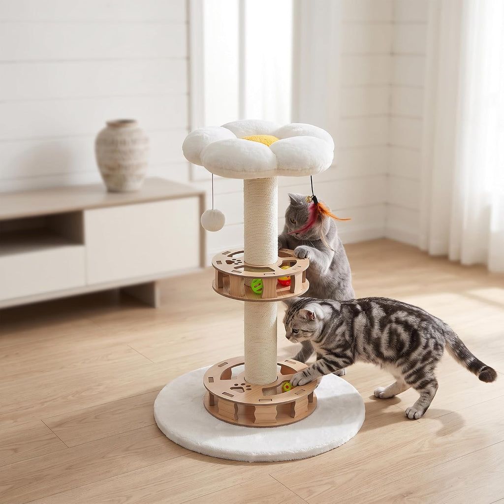 TWDEPART Cat Scratching Post Sisal Scratch Posts,with Hanging Ball and Cat Toys for Indoor Cats