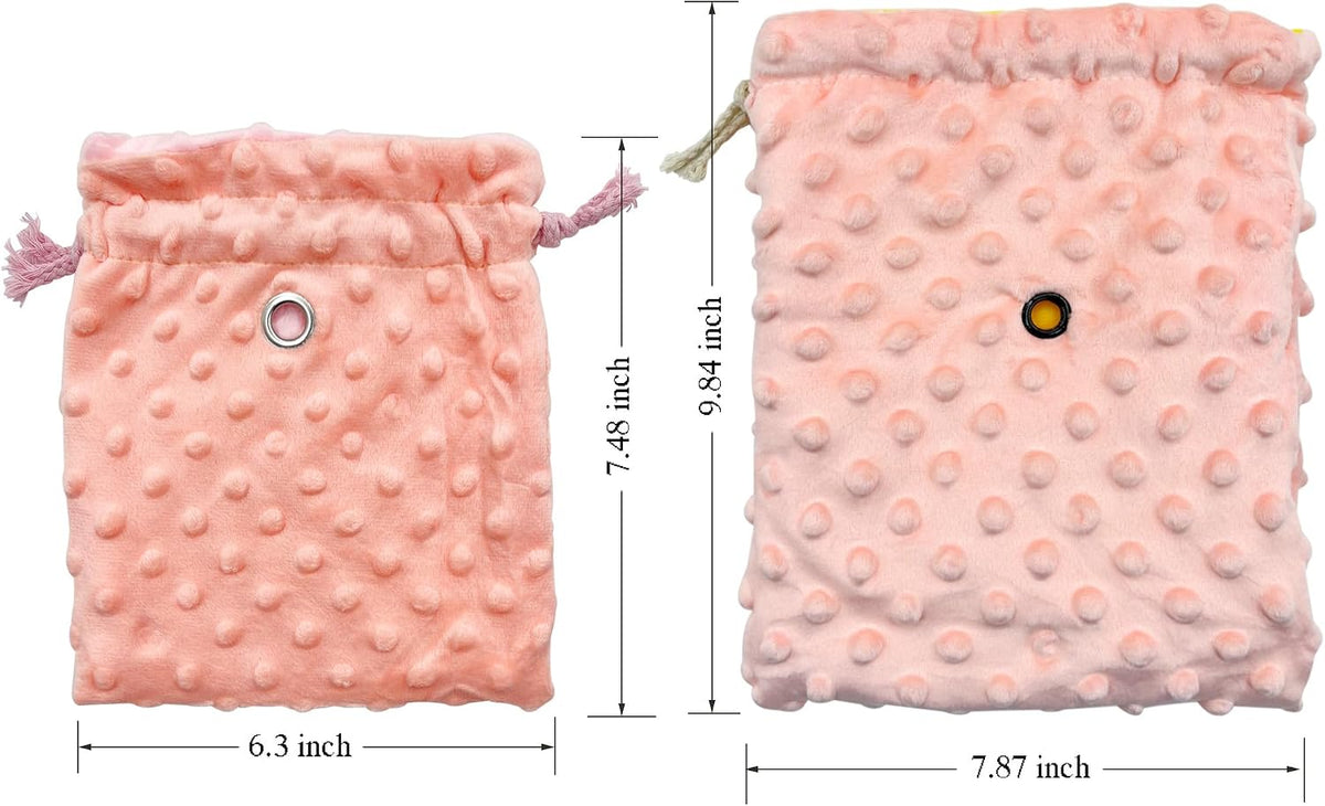 3 Pack Sugar Glider Tote Plush Sleeping Pouches & Anti Bite Mitten (Pink)