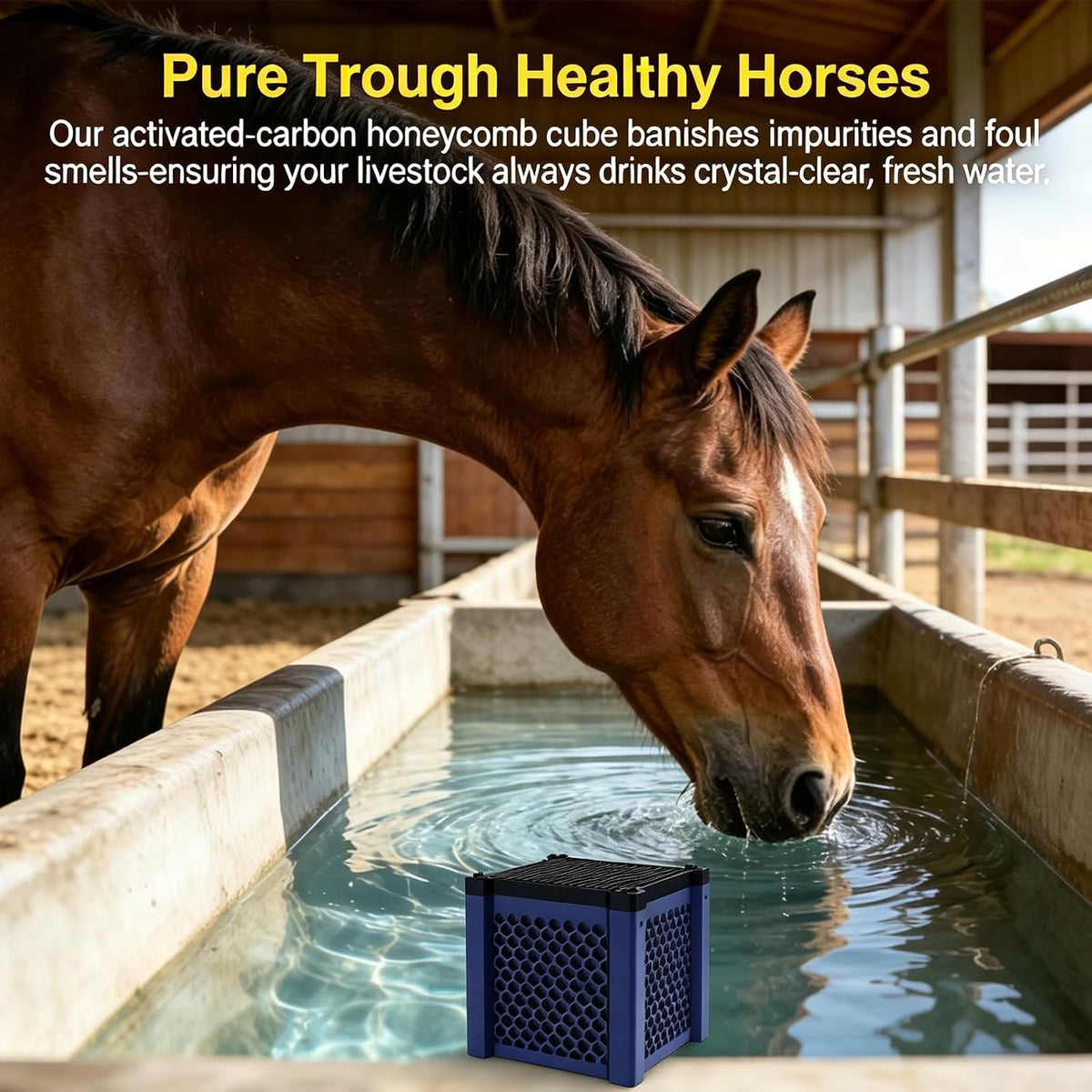Fish Tank Filters Aquarium Filter Water Trough Filter Honeycomb Activated Charcoal Cube Water Odor & Cloudy Water Improvement for Fish Tanks, Horse Troughs, Ponds & Livestock Tanks