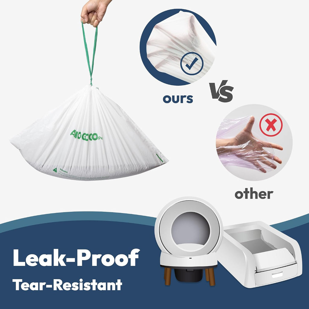 50 Pack Waste Bin Liners, Compatible with PetSafe Clumping & SmartSpin & KYKY S6 Automatic Litter Box, Large Capacity Litter Bags, Sturdy, Leak-proof Thick Drawstring Waste Bags, 23" x 12"
