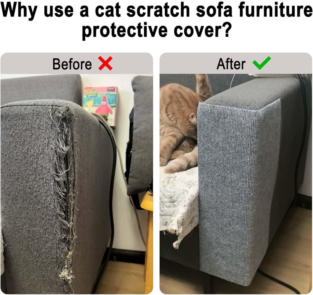 2Pcs Self-Adhesive Cat Scratch Couch Furniture Protector,LightGrey