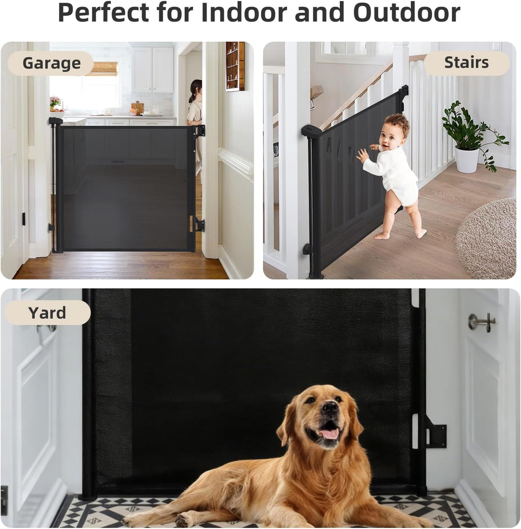 Retractable Baby and Dog Gate 55 Inch Wide 33 Inch Tall Black