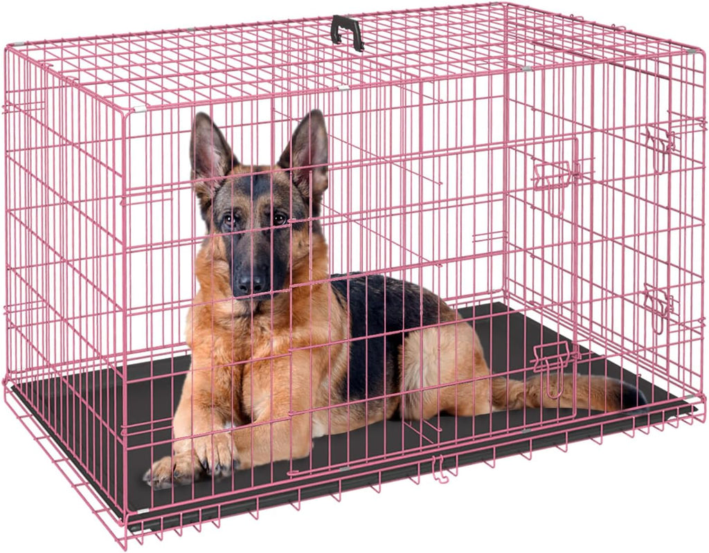 FDW | 48" Foldable Metal Dog Crate | Dark Black | Cage for XL Dogs