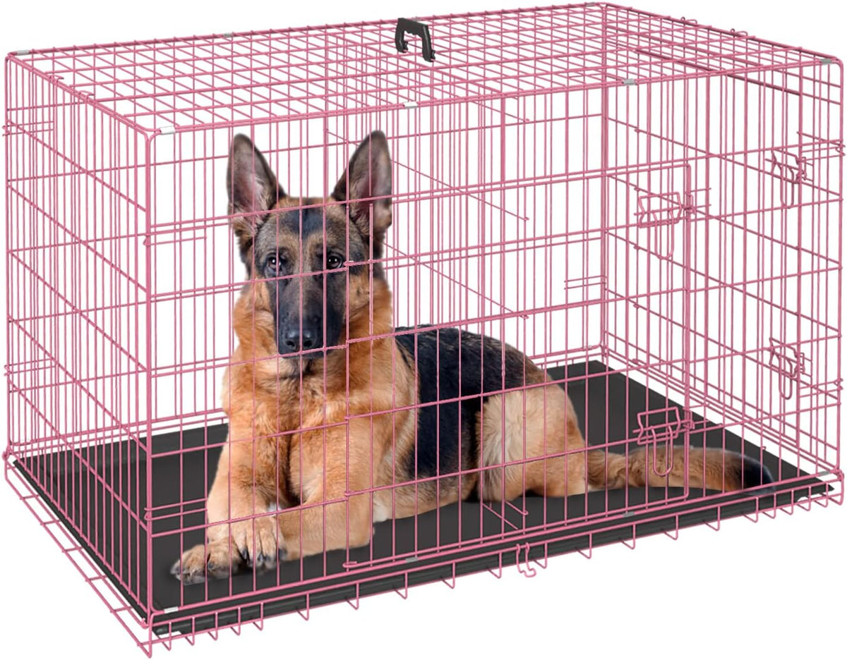 FDW | 48" Foldable Metal Dog Crate | Dark Black | Cage for XL Dogs
