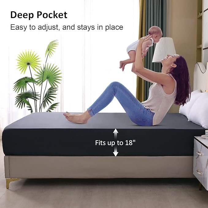 Waterproof Mattress Protector Full, Fitted Sheet Style Breathable Mattress Cover - Image 4