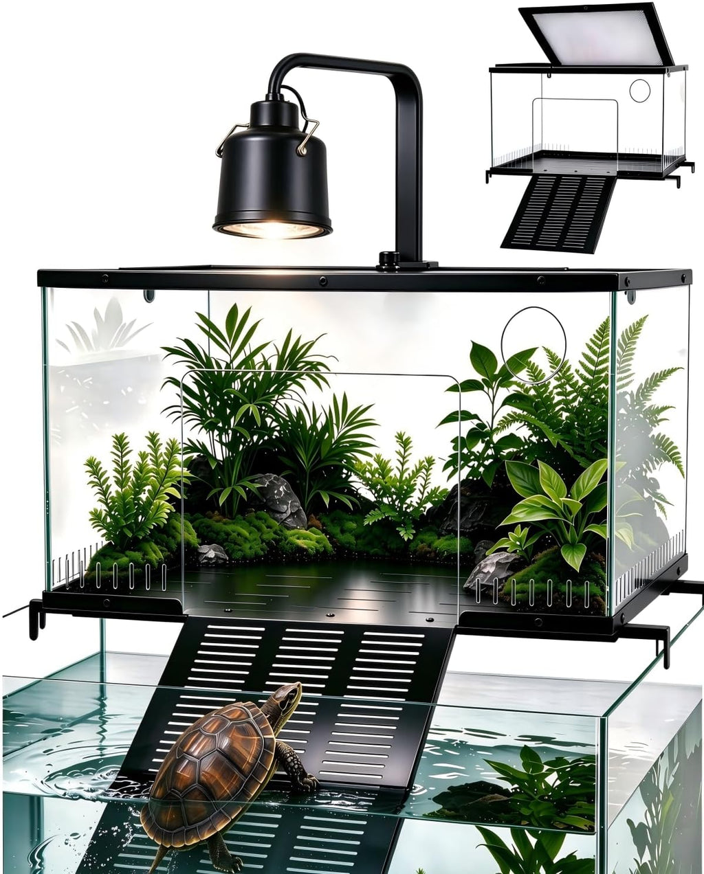 Above Tank Turtle Basking Platform with Stand, for 40-75 Gallon Aquariums