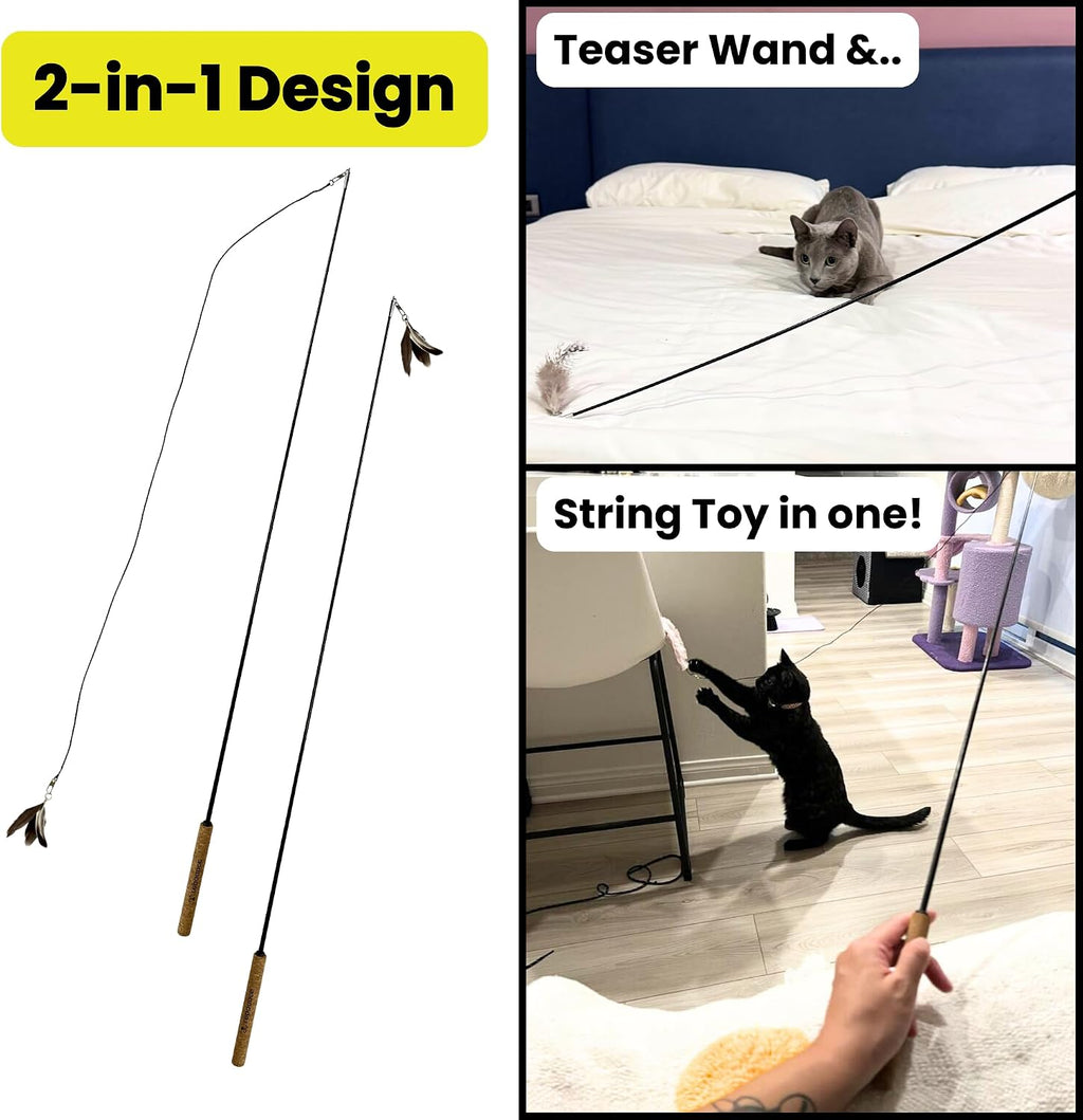 Forever Stick Unbreakable Cat Wand Toy, Durable Feather Teaser