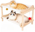 2-Layer Cat Hammock Bed, Breathable Washable Covers, Wooden Pet Furniture by MITREL