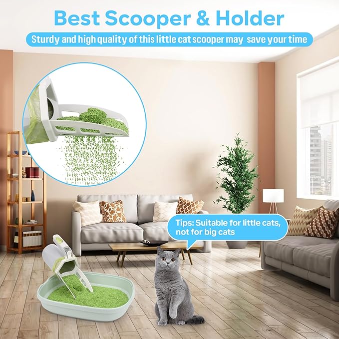 MYPIN Cat Litter Scooper with Holder, Cat Litter Shovel with Waste Can and - Image 5