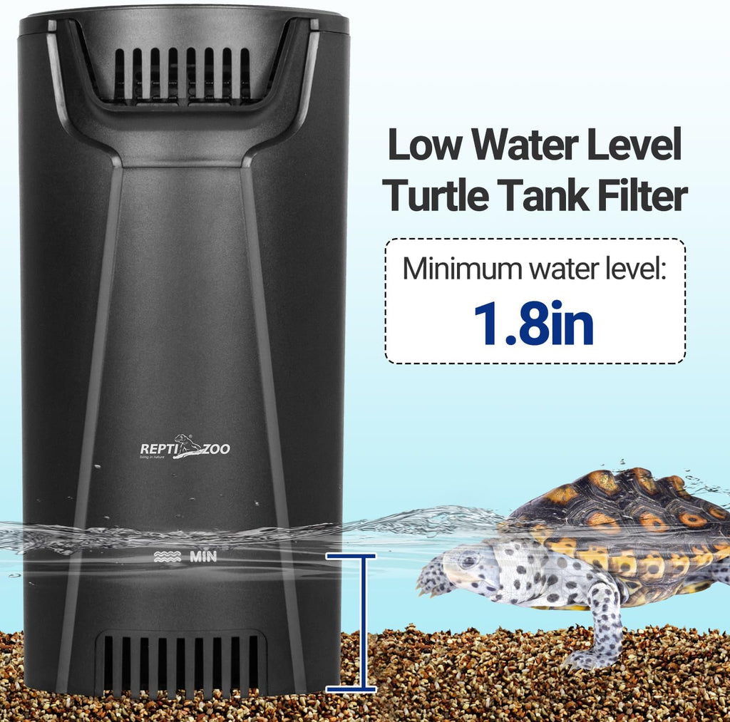 Reptizoo Turtle Tank Quiet Internal Filter - 92GPH Aquarium Corner Filter with 3-Stage Bio-Filtration, Flow Adjustable for Turtle/Fish Tank