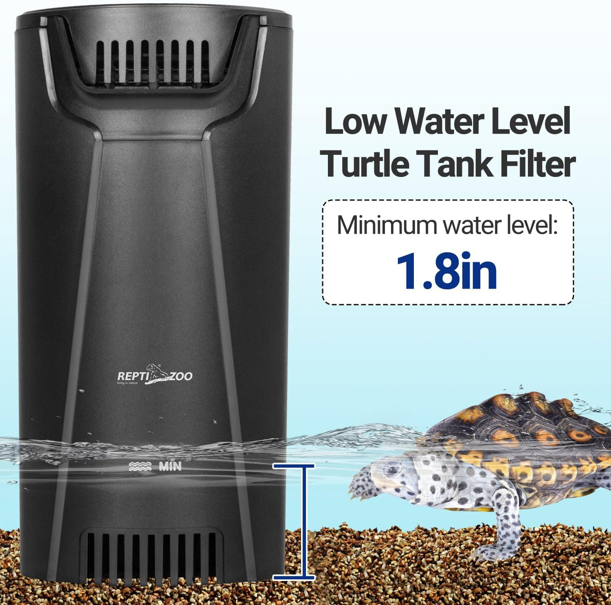 Reptizoo Turtle Tank Quiet Internal Filter - 92GPH Aquarium Corner Filter with 3-Stage Bio-Filtration, Flow Adjustable for Turtle/Fish Tank