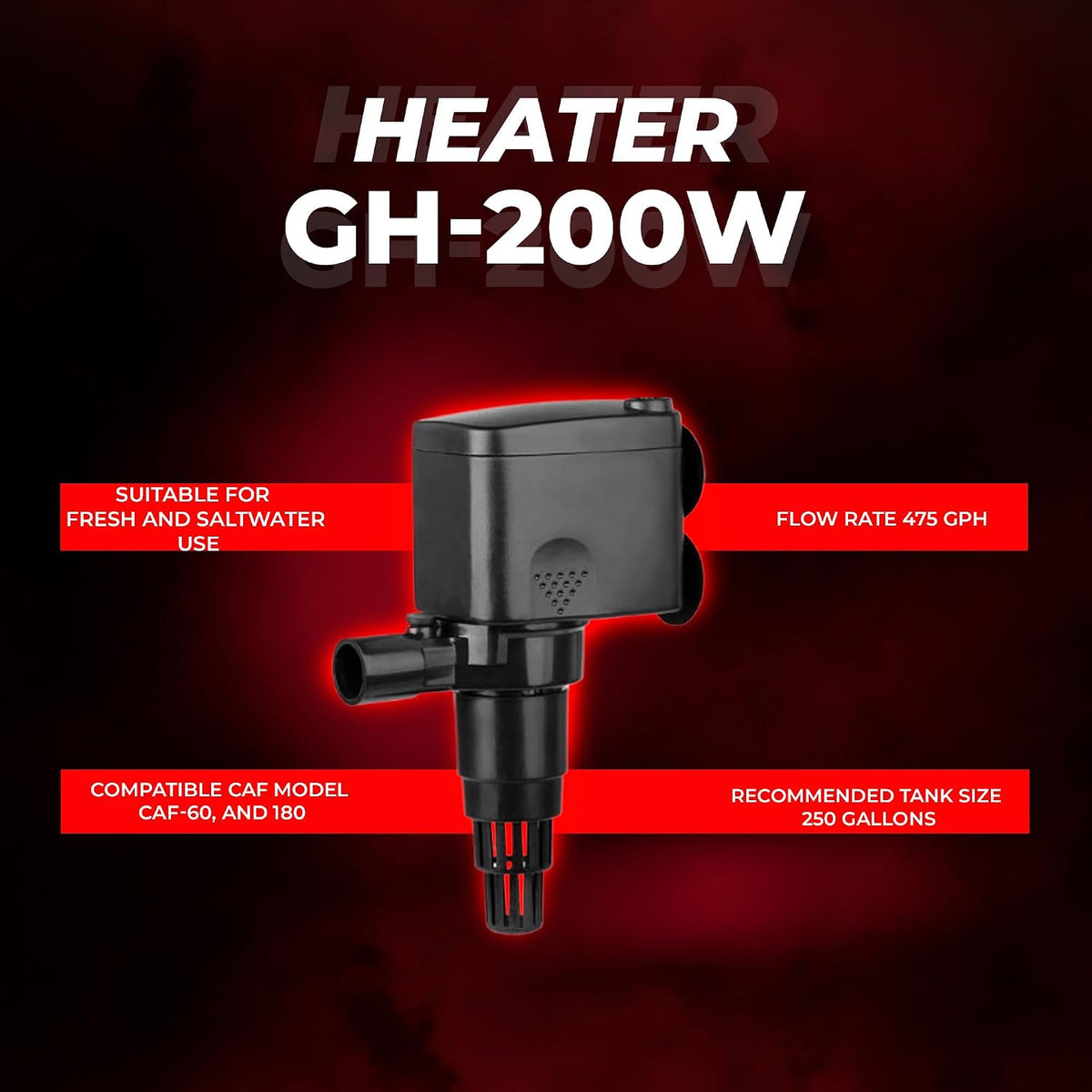 Aquatop MaxFlow Submersible Aquarium Power Head - Ideal for Freshwater and Saltwater Environments - High-Impact ABS for Durability