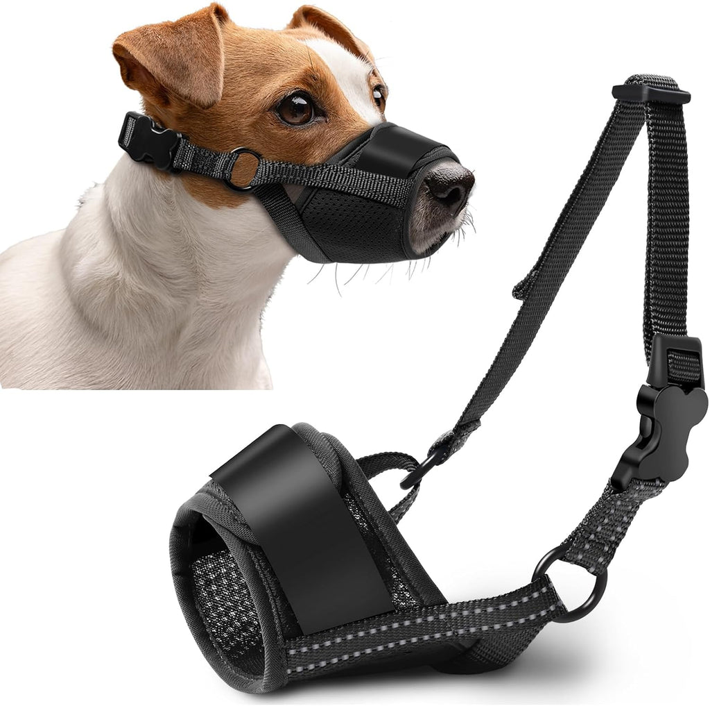 Dog Muzzle, Soft No Barking Mesh Muzzles for Medium Sized Dogs Anti Chewing, Breathable No Bite Muzzle for Mini Dachshund Jack Russell, etc, Suit for Grooming Vet Visits Allows Panting Drinking