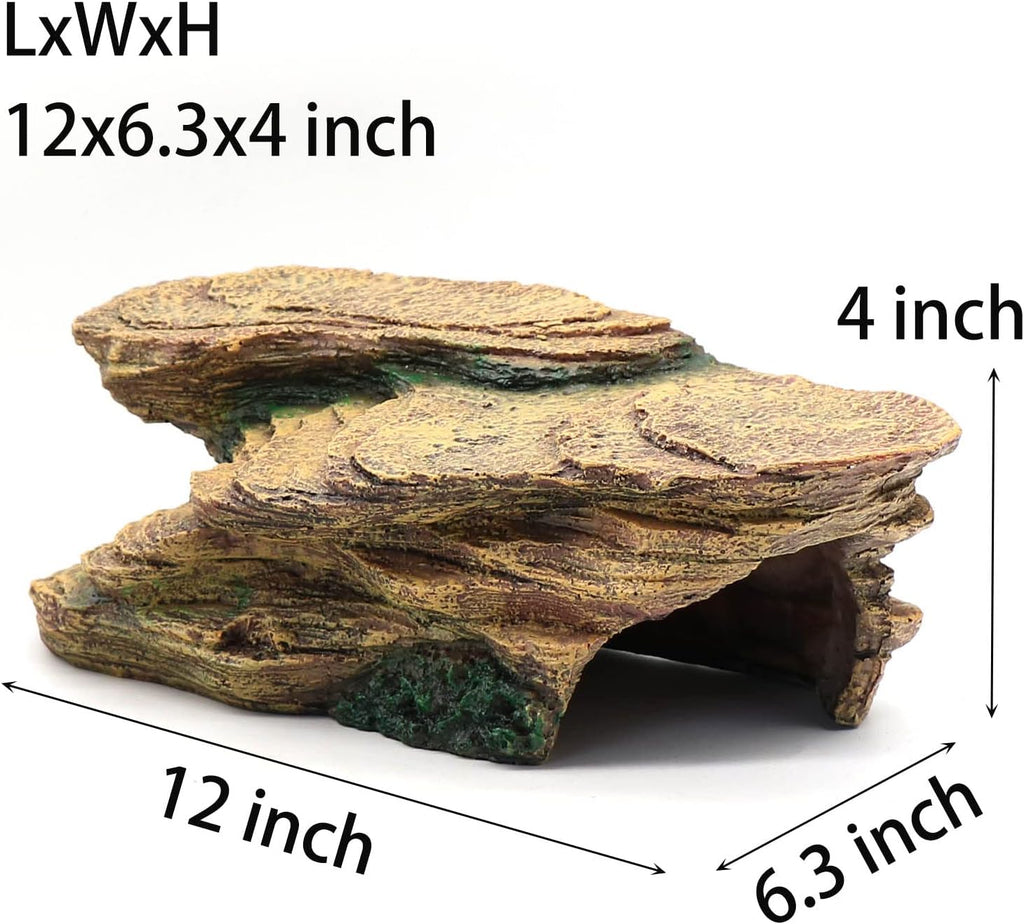 Turtle Basking Platform Shale Scape Step Ledge, Reptile Cave Hideout Turtle Tank Accessories Decorations, Great for Reptiles, Amphibians, Leopard Gecko, Bearded Dragons, Lizard, Frogs