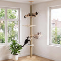 Floor to Ceiling Cat Tree Tower, 4T Adjustable Height 93.3-113”
