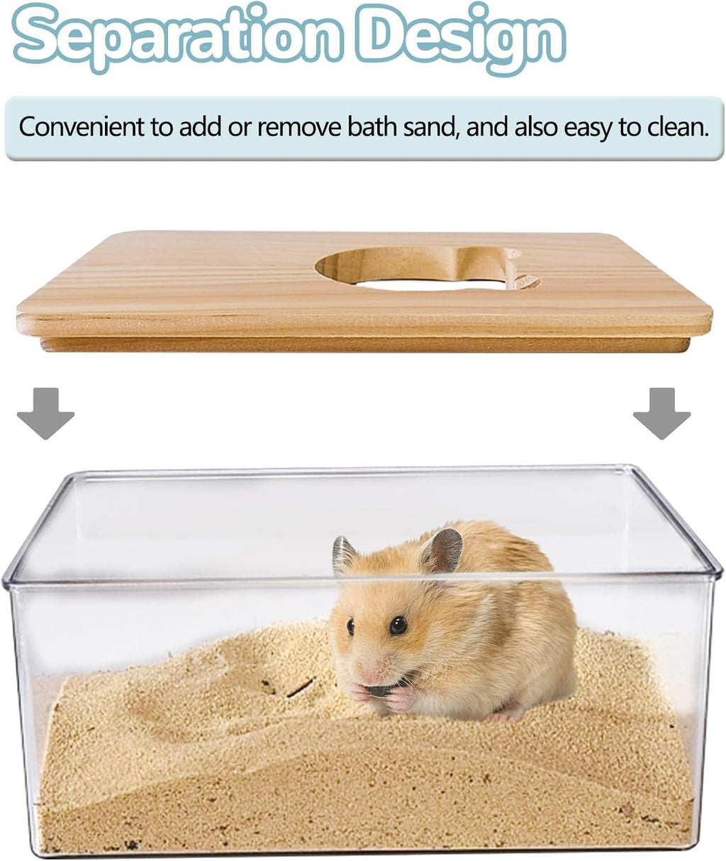 Hamster Sand Bath Box,Transparent Small Animal Bathroom & Digging Container