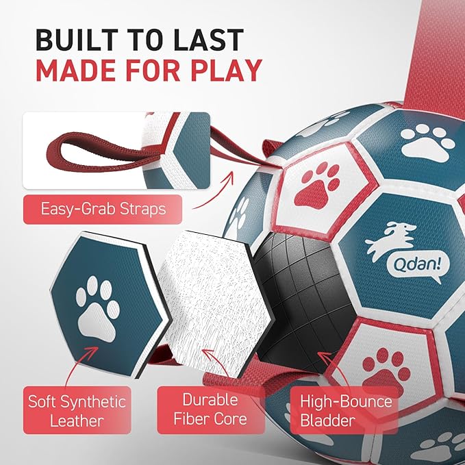 QDAN Dog Toys Soccer Ball with Straps, Durable Giant Dog Balls, Outdoor Dogs - Image 7