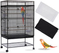 Daoeny 2PCS Bird Cage Seed Catcher, Large Bird Cage Cover, Adjustable Soft Airy Nylon Mesh, Birdcage Cover Skirt Seed Guard for Parrot Parakeet Macaw Round Square Cages (Black & White)