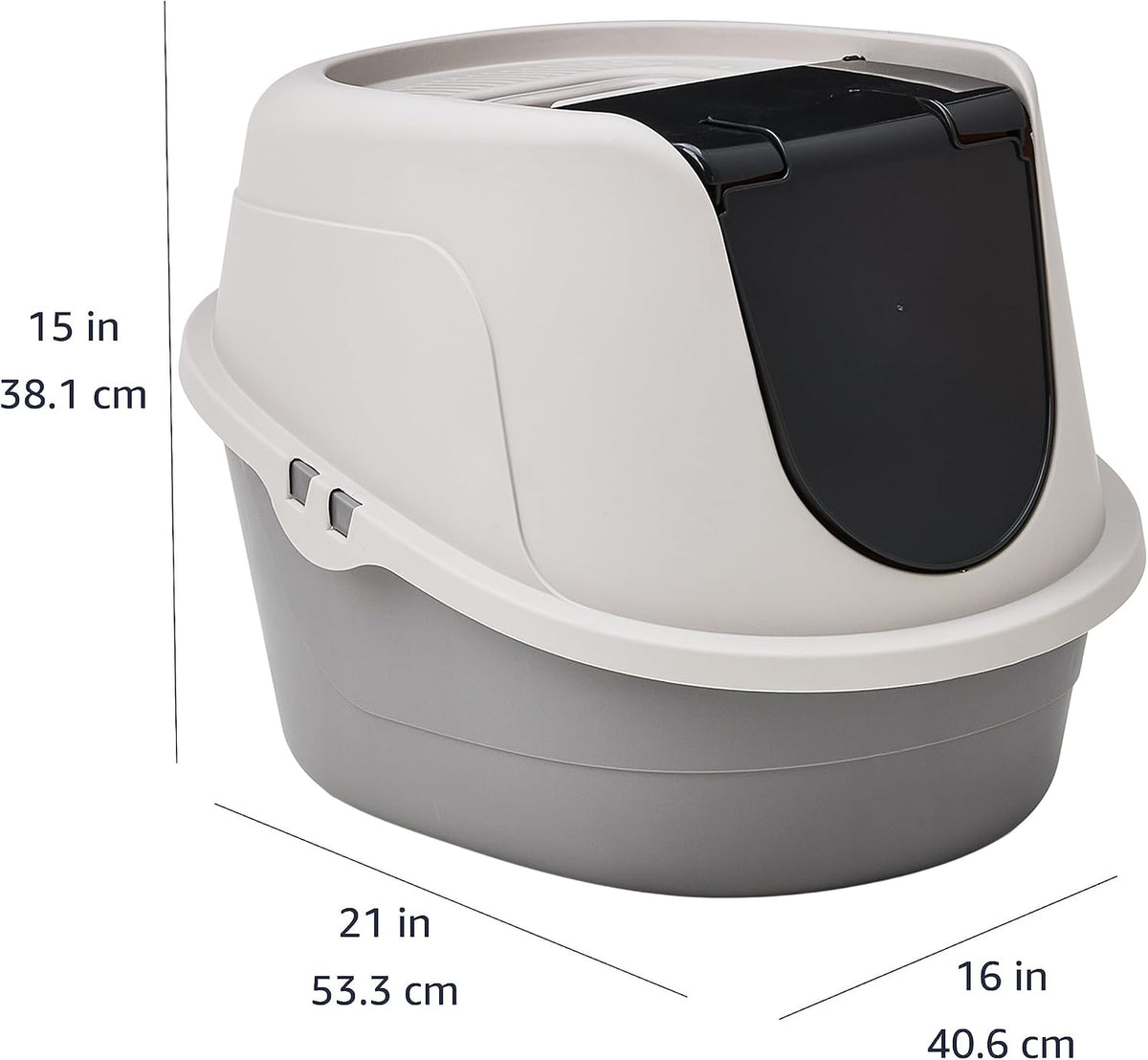 Amazon Basics No-Mess Hooded Enclosed Cat Litter Box with Odor Control and Swinging Door, Standard, 21" x 16" x 15", Multicolor