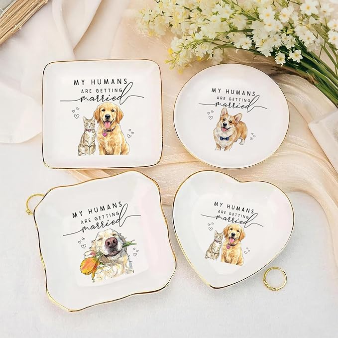 Custom Pet Portrait Watercolor Ring Dish, My Humans Are Getting Married Jewelry - Image 8