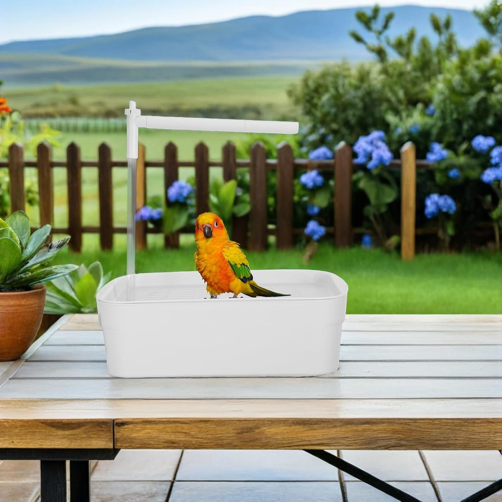 DECHOUS Automatic Bird Shower with Running Water Parrot Bath for Cage Ultra-Quiet Bird Bath Tub for Parakeets Lovebirds and Cockatiels Indoor 12.32 X 8.14 X 3.81 in