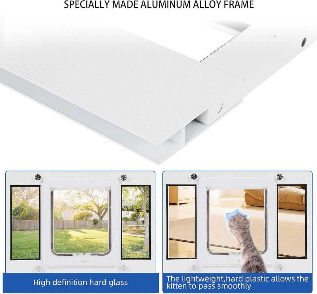 Full-Size Cat Door for Window Weatherproof Fits 24"-28" Width Windows