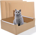 4-Pack Disposable Cat Litter Boxes, Foldable Waterproof Cardboard, Large