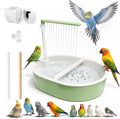 Indoor Bird Bath Fountain, Dual Rainfall Parrot Shower with Anti-Clog Pump & Filter Sponge, Adjustable Water Flow, Natural Beech Wood Perch, Bird Shower Spa for Parakeet, Cockatiel, Lovebird