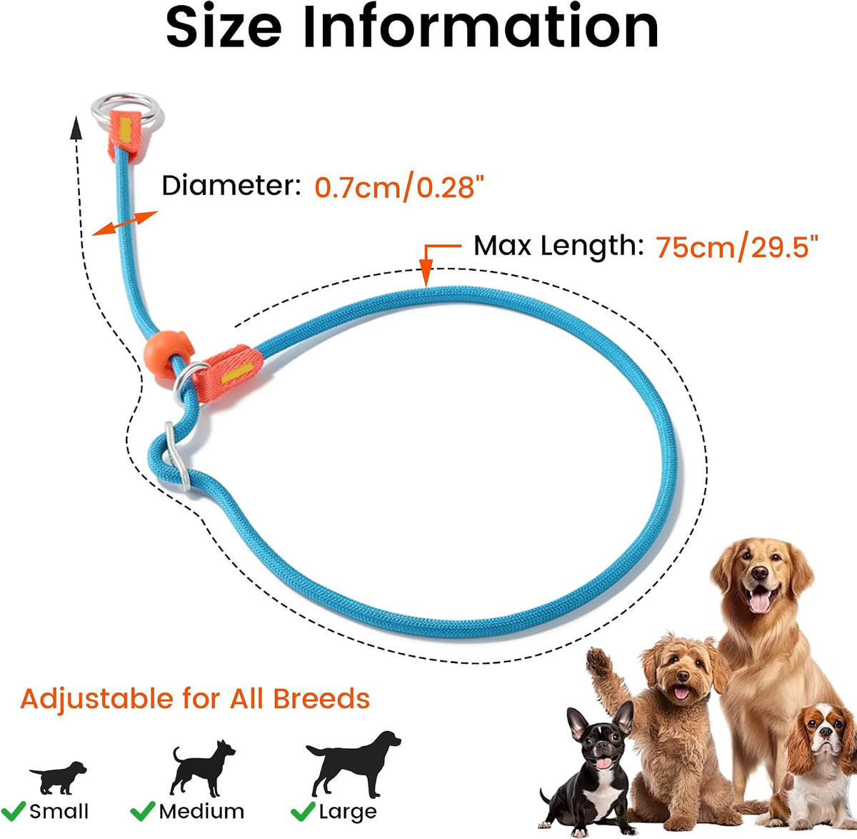 HowGo Slip Collar for Dogs,Adjustable Martingale Collar(Lavender,L)