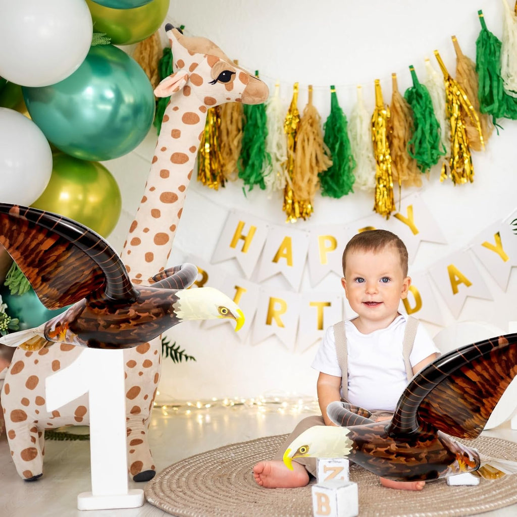 2Pcs Inflatable Eagles Lifelike Animal Balloons for Jungle Birthday Party